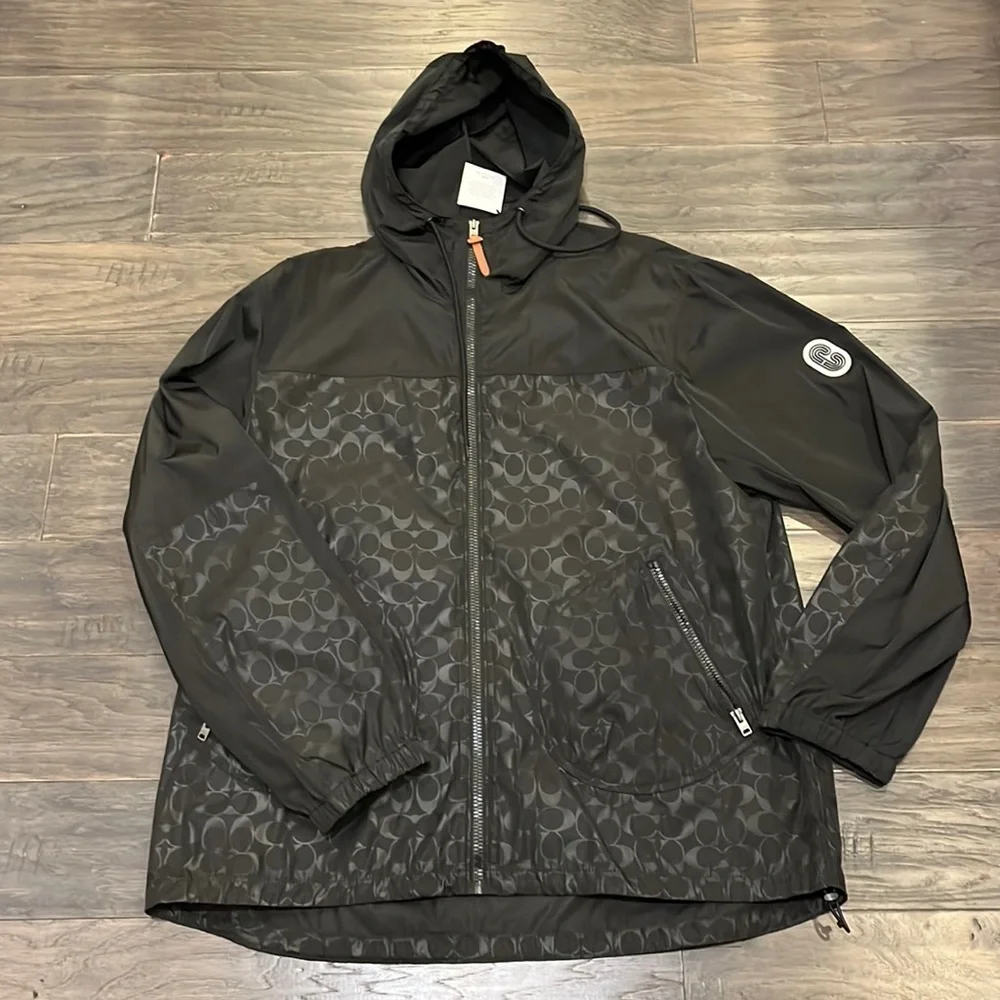 Coach New York Signature windbreaker jacket black new mens XXL